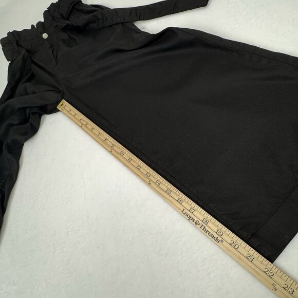 Zara Women's Paper Bag Waist Pants Black Small Wide Leg Crop Belted Office - Picture 15 of 16